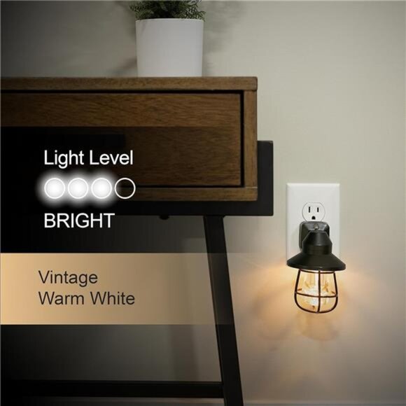 Vintage LED Night Light, Plug-in, Dusk to Dawn Sensor, Farmhouse Decor - Picture 4 of 6